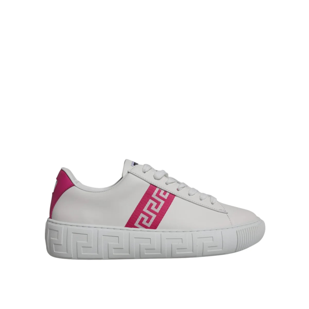 Versace Pink Leather Platform Sneakers Authentic White Two Tone Design