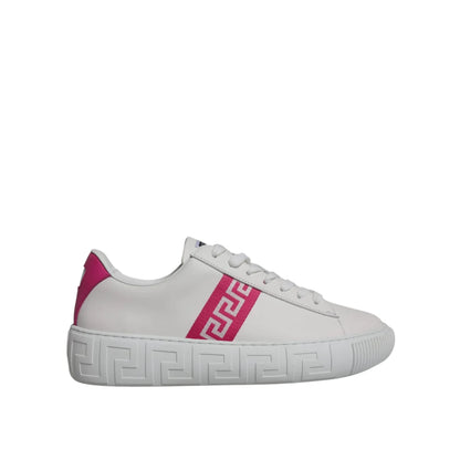 Versace Pink Leather Platform Sneakers Authentic White Two Tone Design