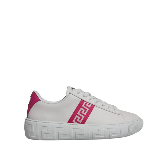 Versace Pink Leather Platform Sneakers Authentic White Two Tone Design
