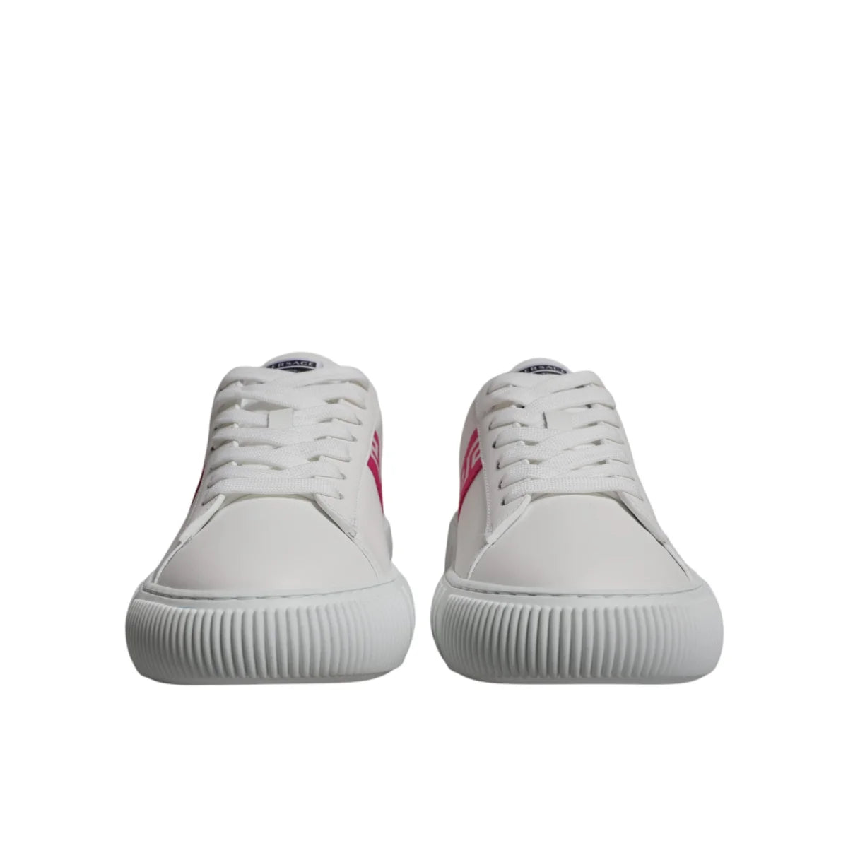 Versace Pink Leather Platform Sneakers Authentic White Two Tone Design