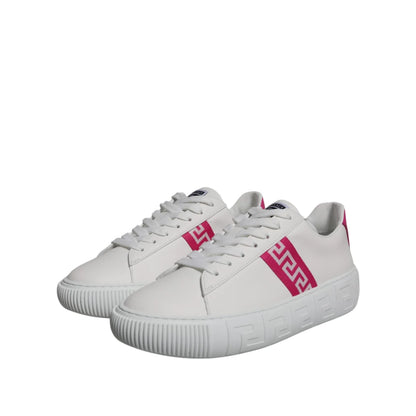 Versace Pink Leather Platform Sneakers Authentic White Two Tone Design
