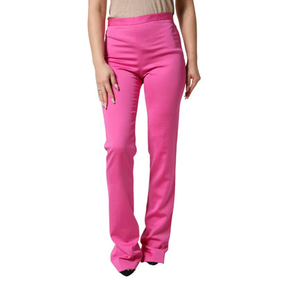 Versace Pink Viscose High-Waist Straight-Leg Trousers