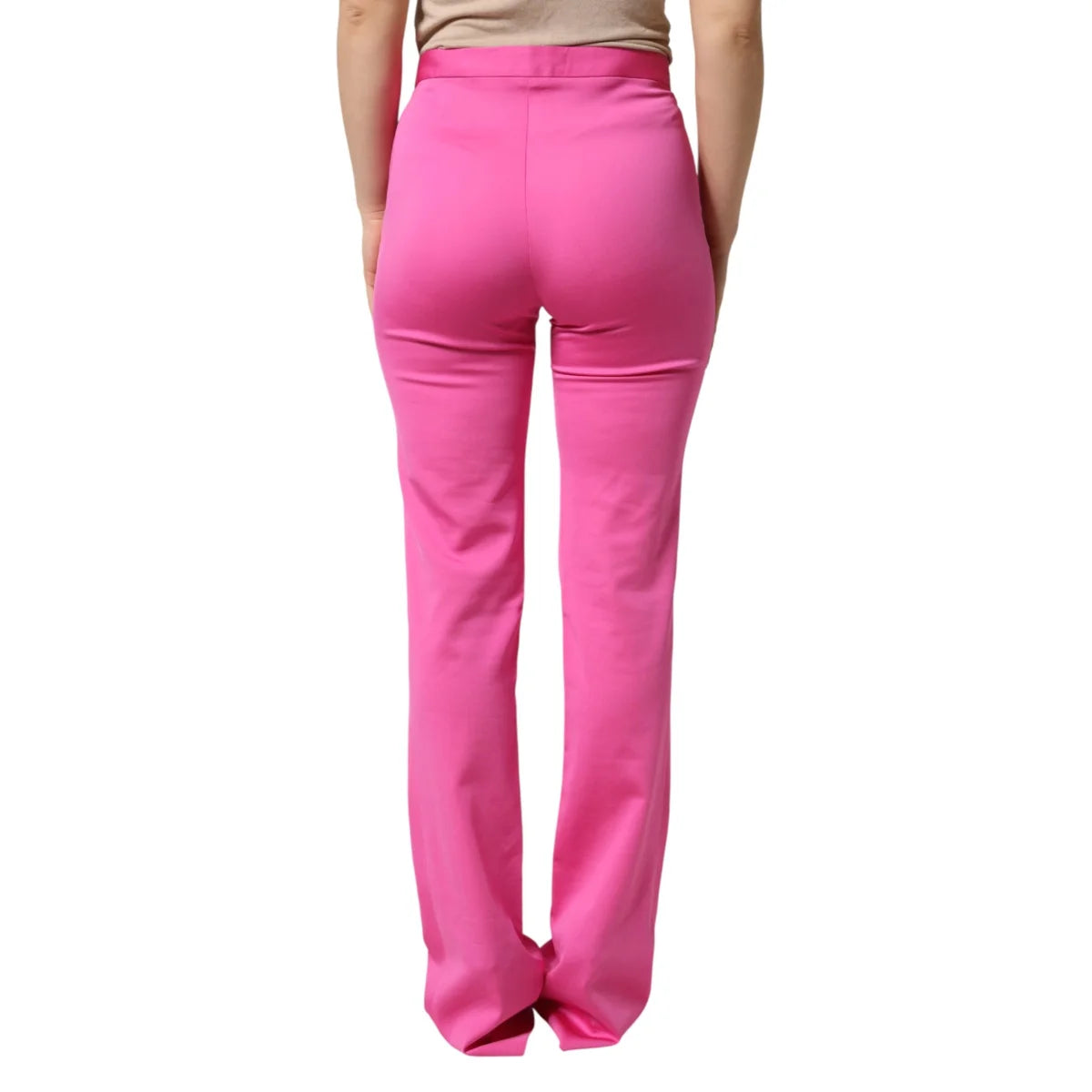 Versace Pink Viscose High-Waist Straight-Leg Trousers