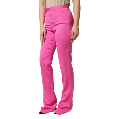 Versace Pink Viscose High-Waist Straight-Leg Trousers