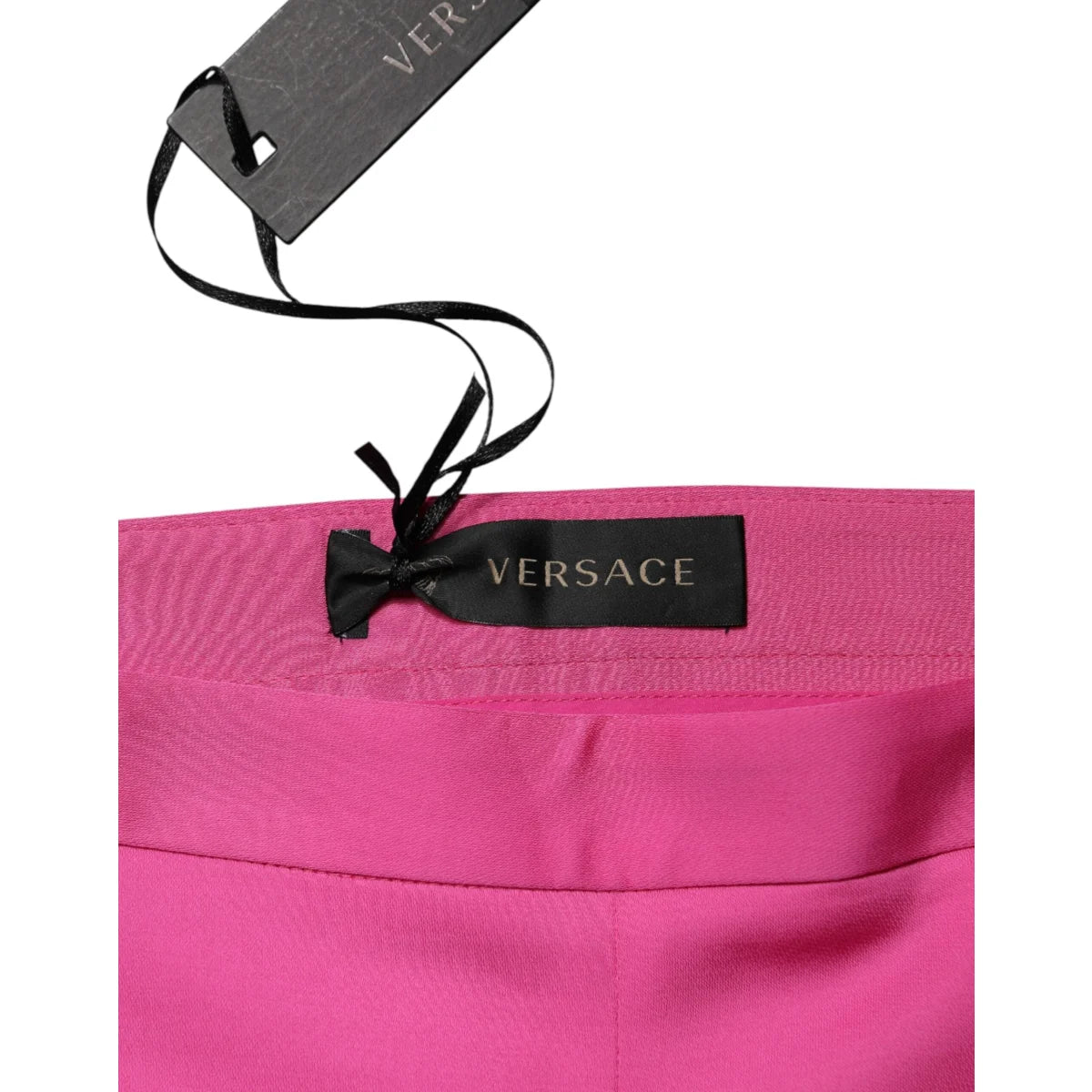 Versace Pink Viscose High-Waist Straight-Leg Trousers