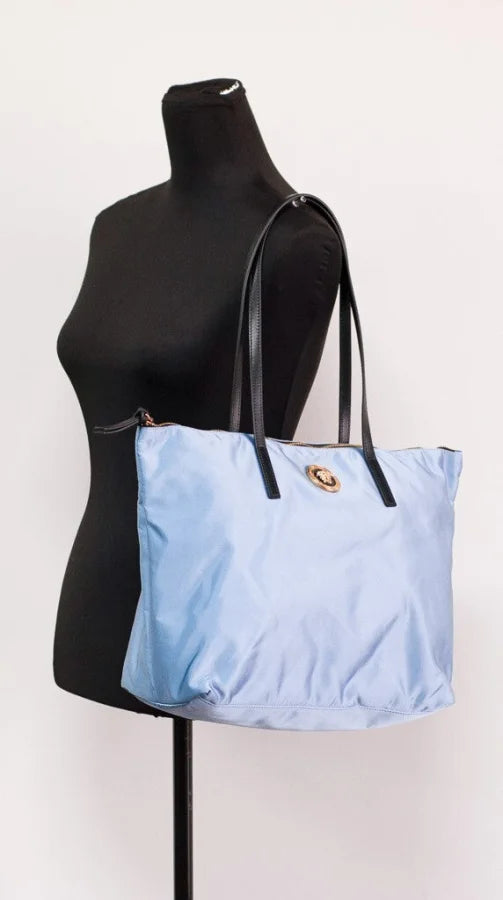 Versace - Portuna Medusa Medium Cornflower Blue Nylon Leather Tote Bag Purse