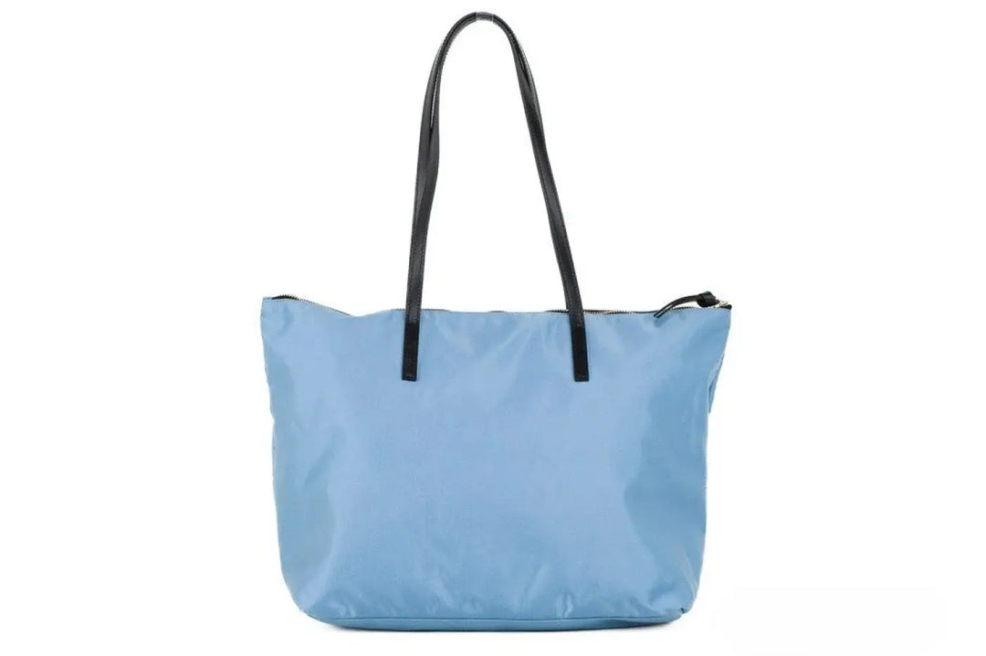 Versace Portuna Medusa Medium Cornflower Blue Nylon Leather Tote Bag Purse