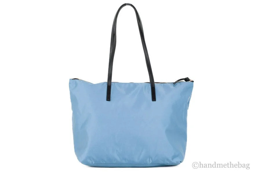 Versace Portuna Medusa Medium Cornflower Blue Nylon Leather Tote Bag Purse