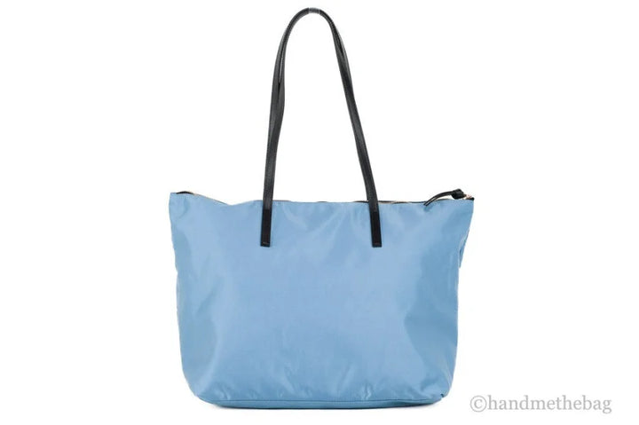 Versace Portuna Medusa Medium Cornflower Blue Nylon Leather Tote Bag Purse
