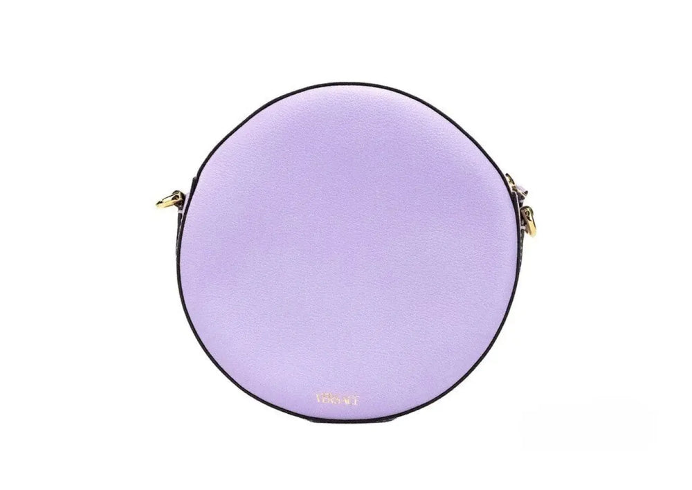 Versace - Round Disco Lilac Pebbled Leather Camera Case Crossbody Bag Purse