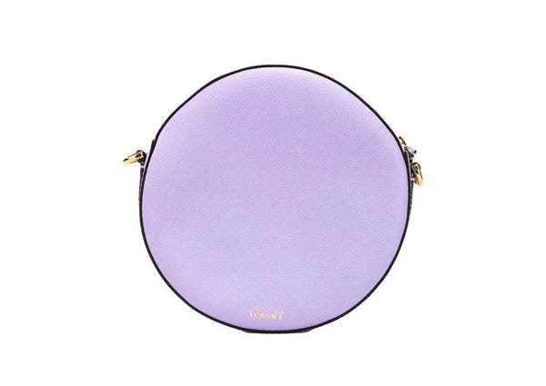 Versace - Round Disco Lilac Pebbled Leather Camera Case Crossbody Bag Purse