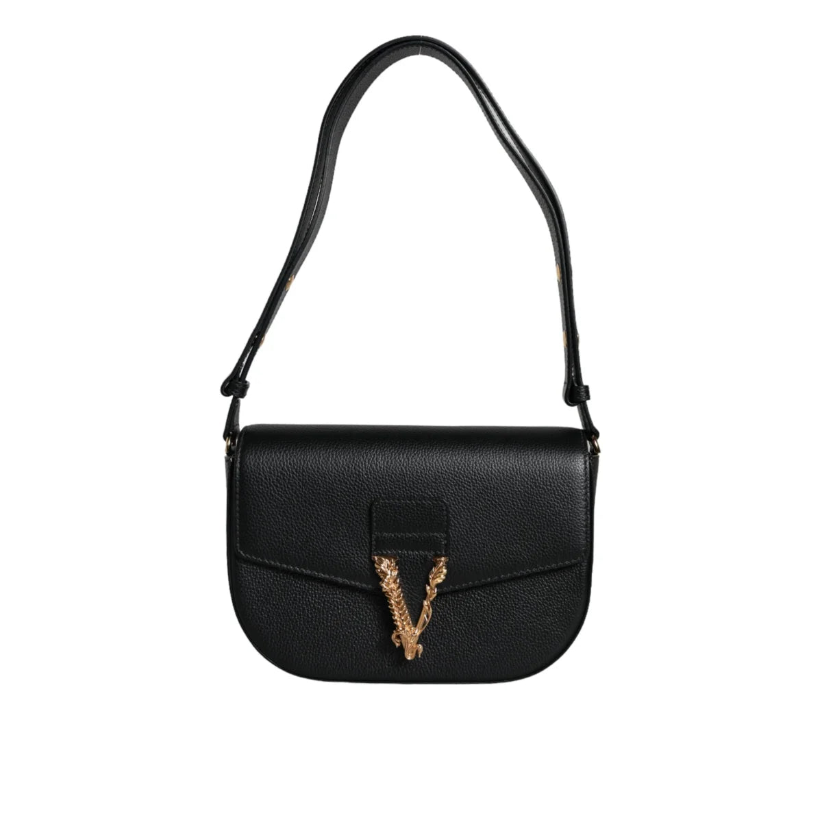 Versace Shoulder Bag with Brand Logo and Solid Color Strap