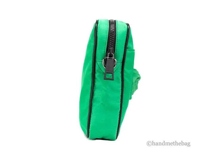 Versace Small Bright Green Nylon Fabric Medusa Crossbody Messenger Bag Purse