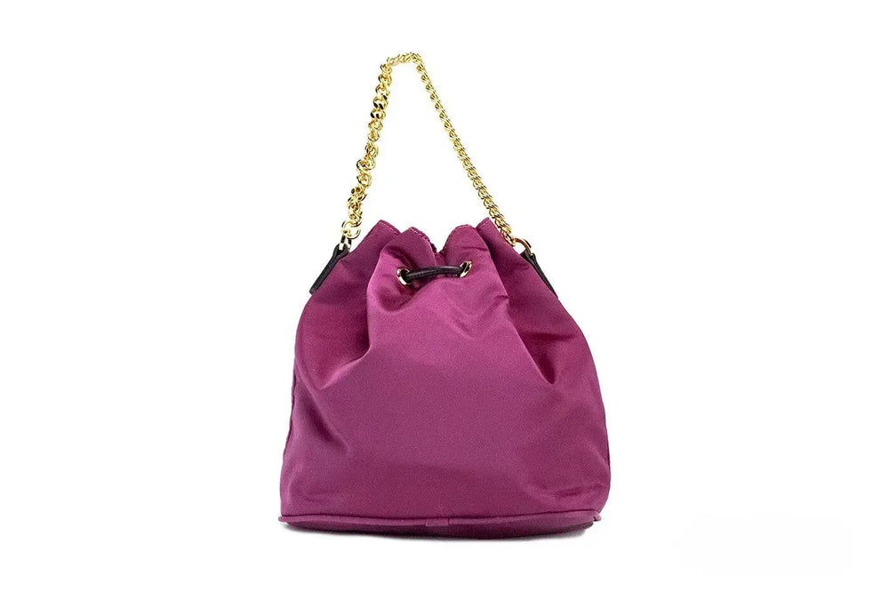 Versace Small Dahlia Nylon Medusa Pendant Bucket Chain Crossbody Bag Purse