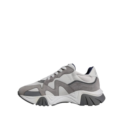 Versace Squalo Gray Leather Mesh Chunky Sneakers Runway Ready