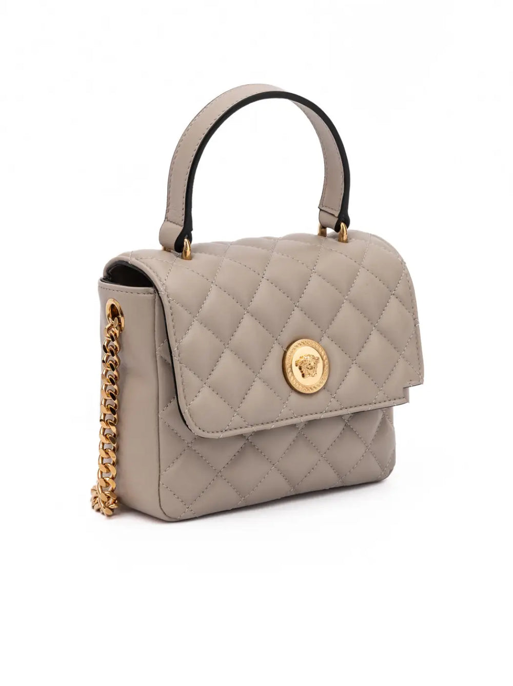 Versace - Taupe Quilted Leather Handbag