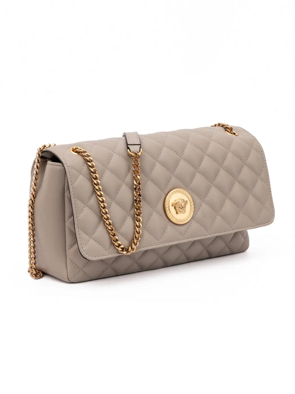 Versace - Taupe Quilted Leather Shoulder Strap Bag