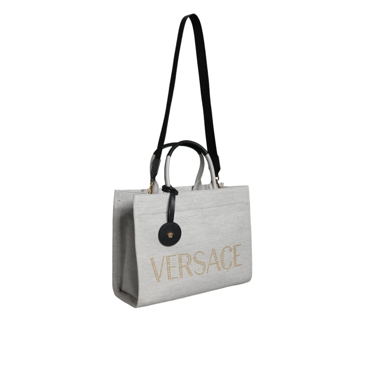 Versace Tote Bag with Crossbody Strap and Iconic Brand Logo