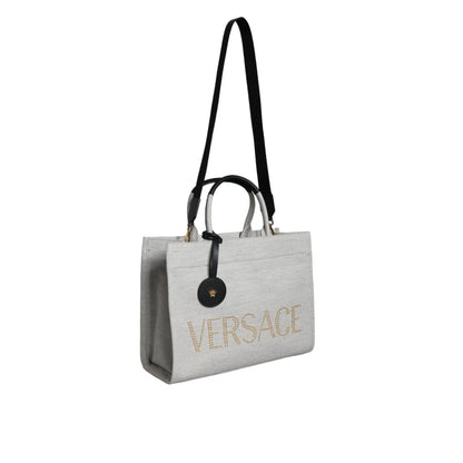 Versace Tote Bag with Crossbody Strap and Iconic Brand Logo