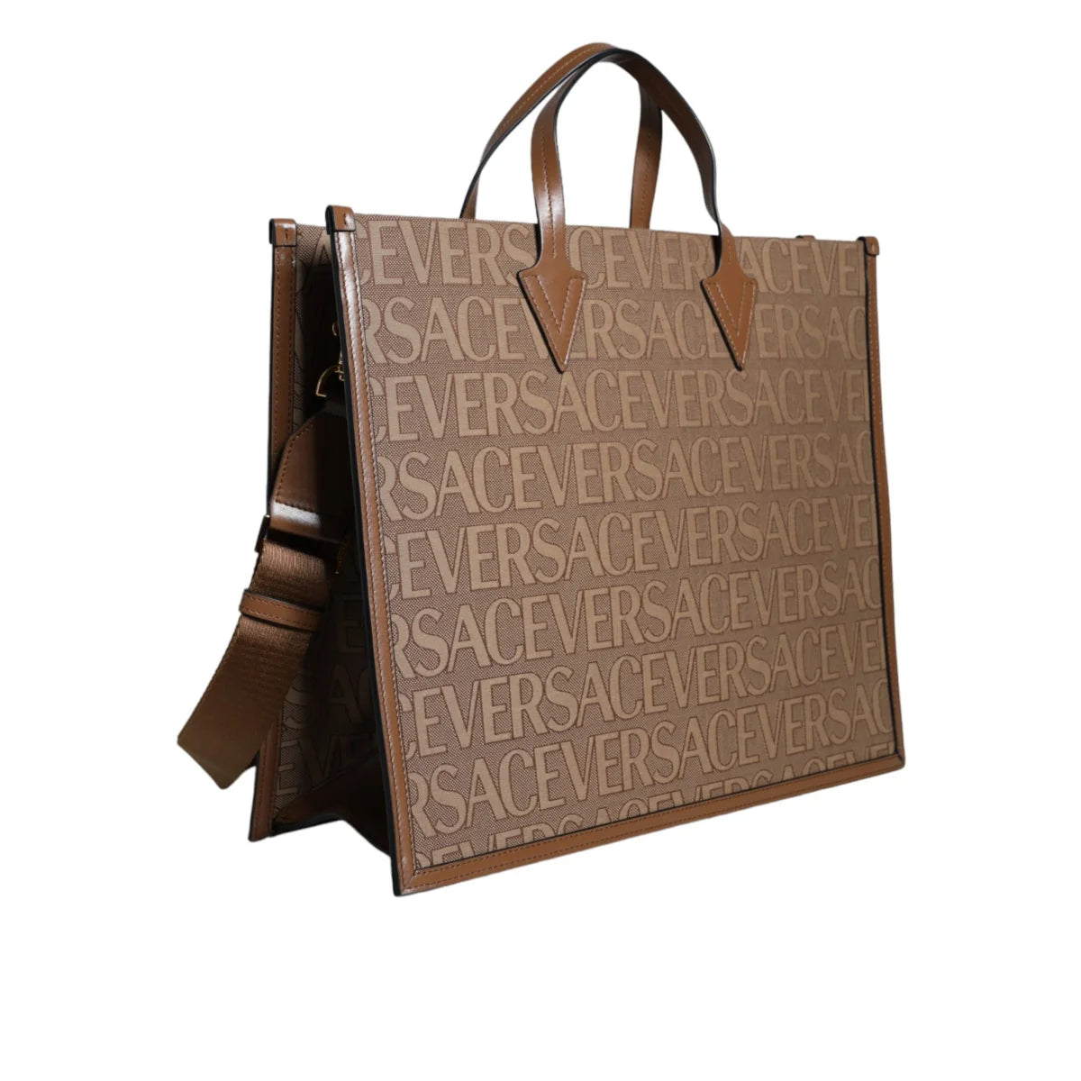 Versace Tote Solid Color Crossbody with Iconic Brand Logo