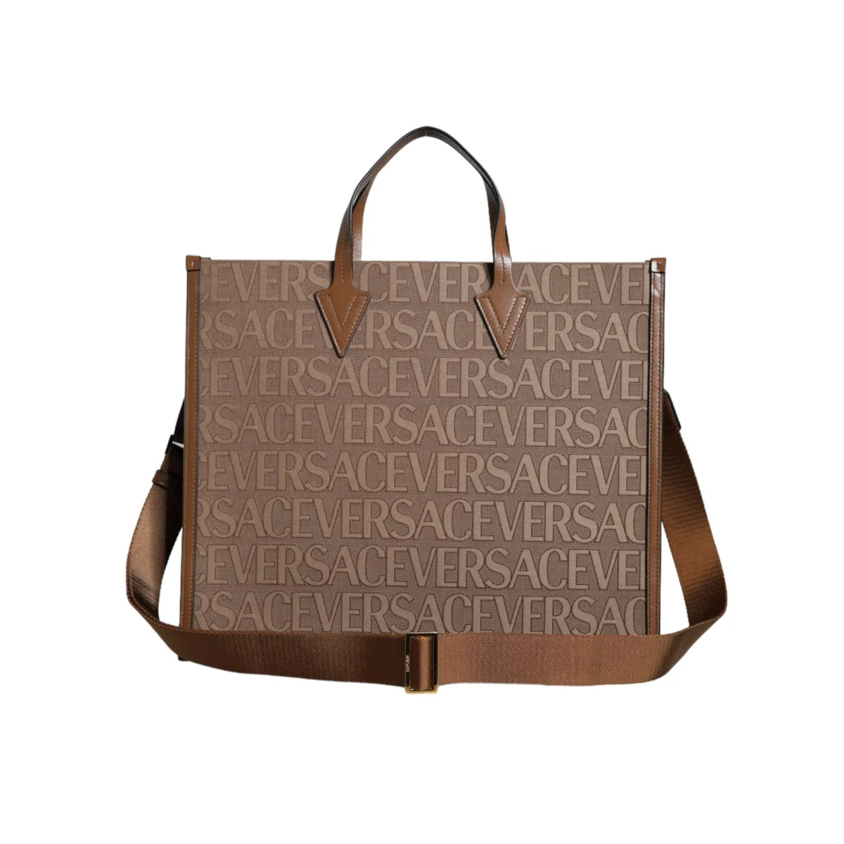 Versace Tote Solid Color Crossbody with Iconic Brand Logo