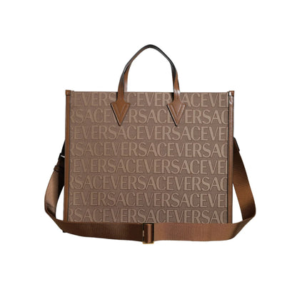 Versace Tote Solid Color Crossbody with Iconic Brand Logo