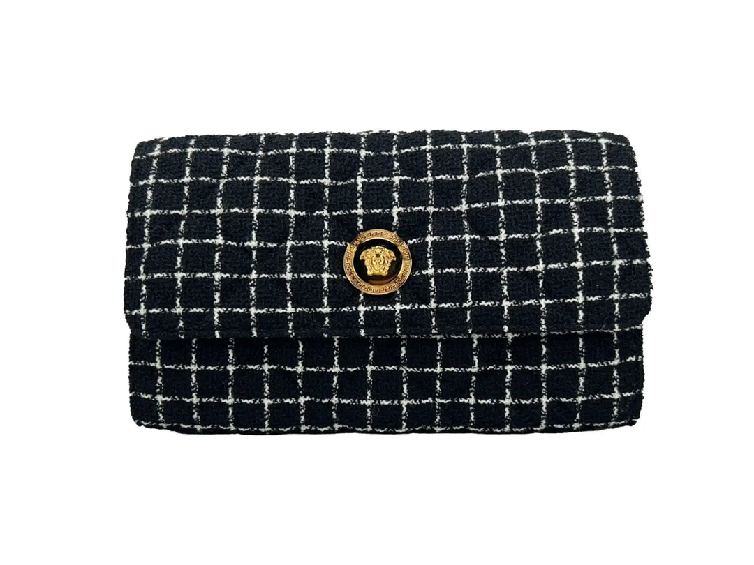 Versace Wallet on a Chain Fabric Black Crossbody Bag