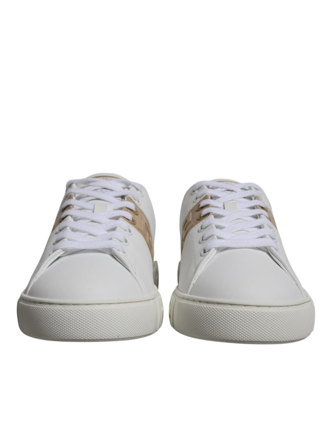 Versace White Brown Greca Print Tpu Low Top Men Sneakers Shoes