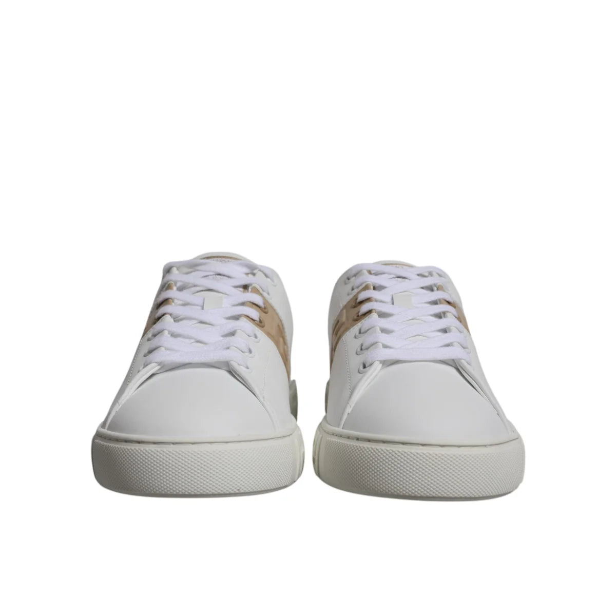 Versace White Brown Platform Sneakers with Signature Greca Detailing