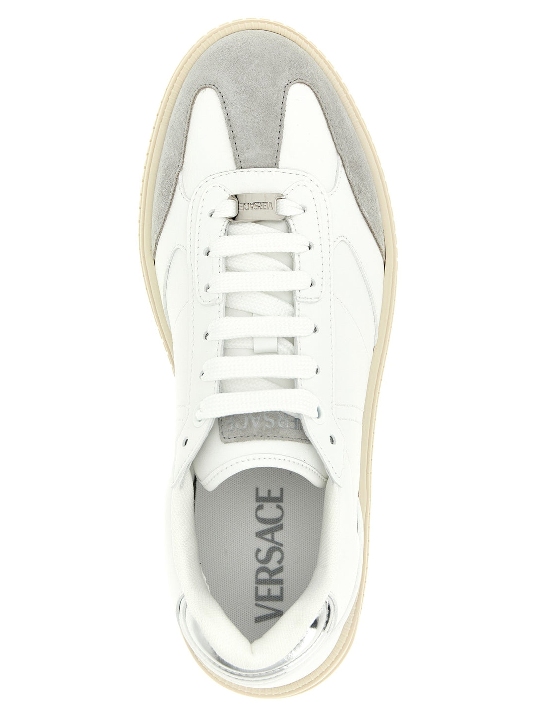 Versace White Calfskin Low Top Sneakers