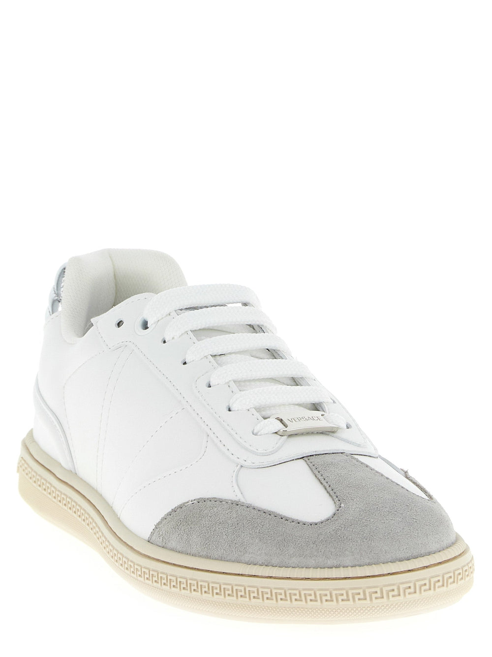Versace White Calfskin Low Top Sneakers