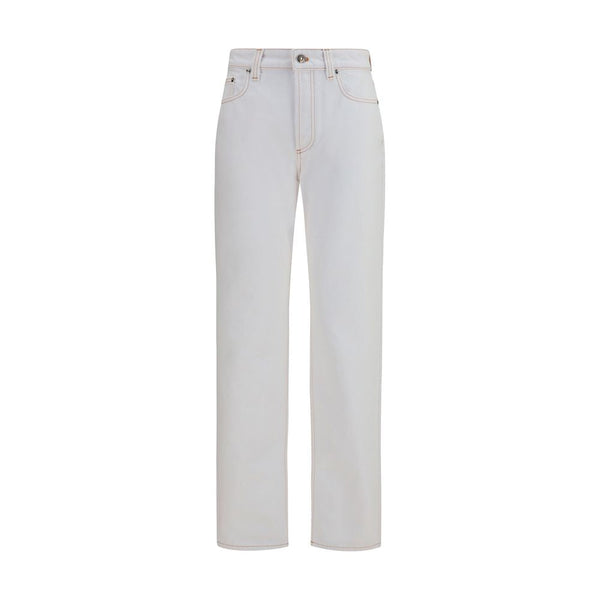 Versace White Cotton High-waisted Jean
