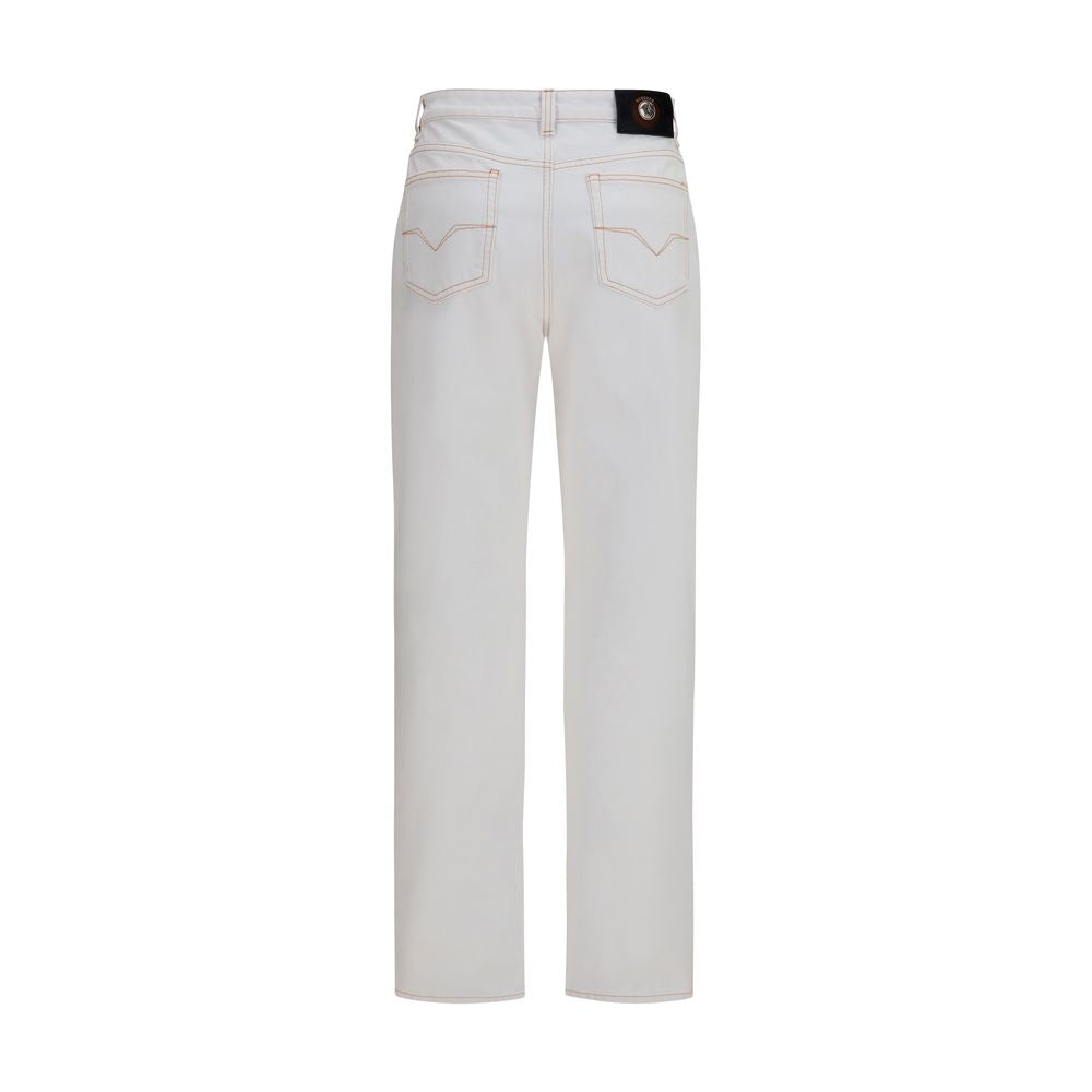 Versace White Cotton High-waisted Jean