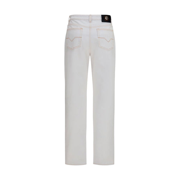 Versace White Cotton High-waisted Jean