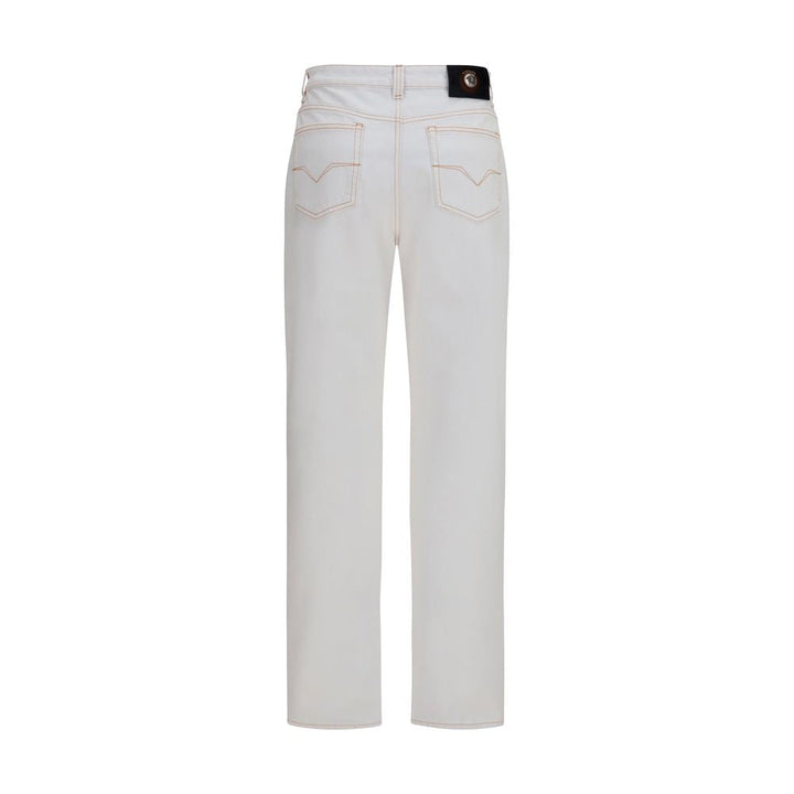 Versace White Cotton High-waisted Jean