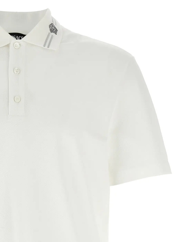 Versace White Cotton Polo Shirt