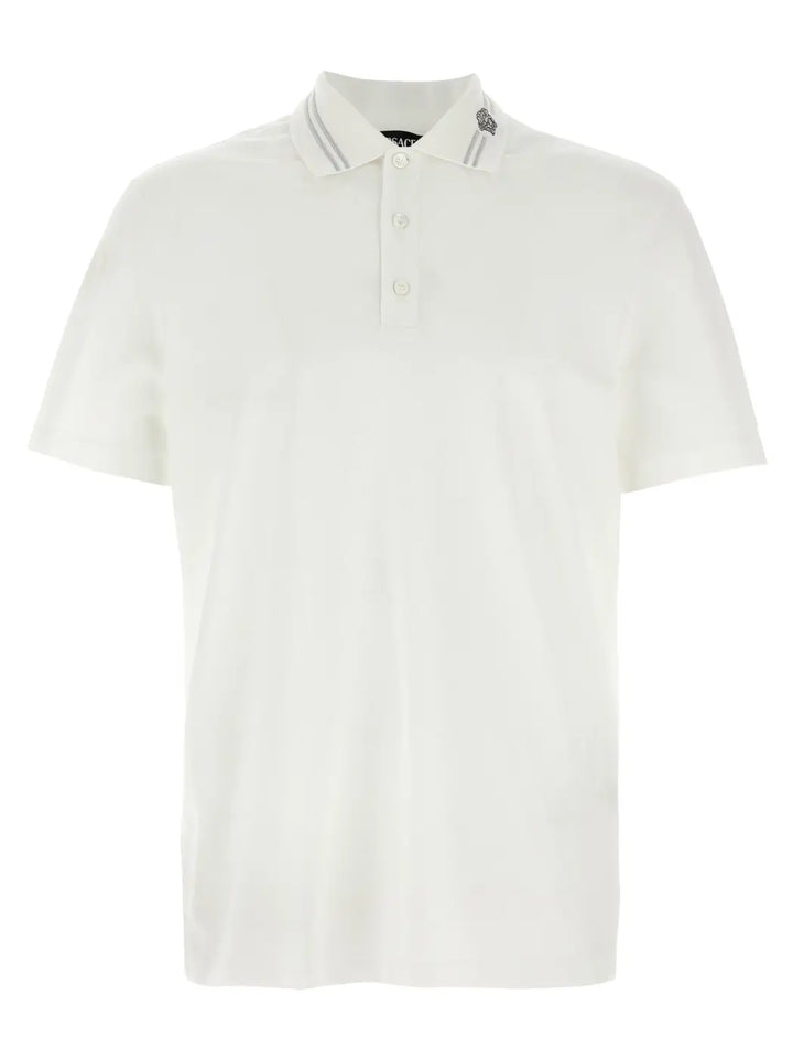 Versace White Cotton Polo Shirt