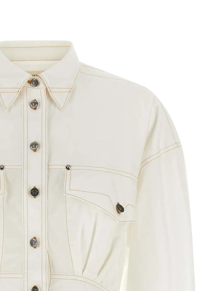 Versace White Cotton Short Dress