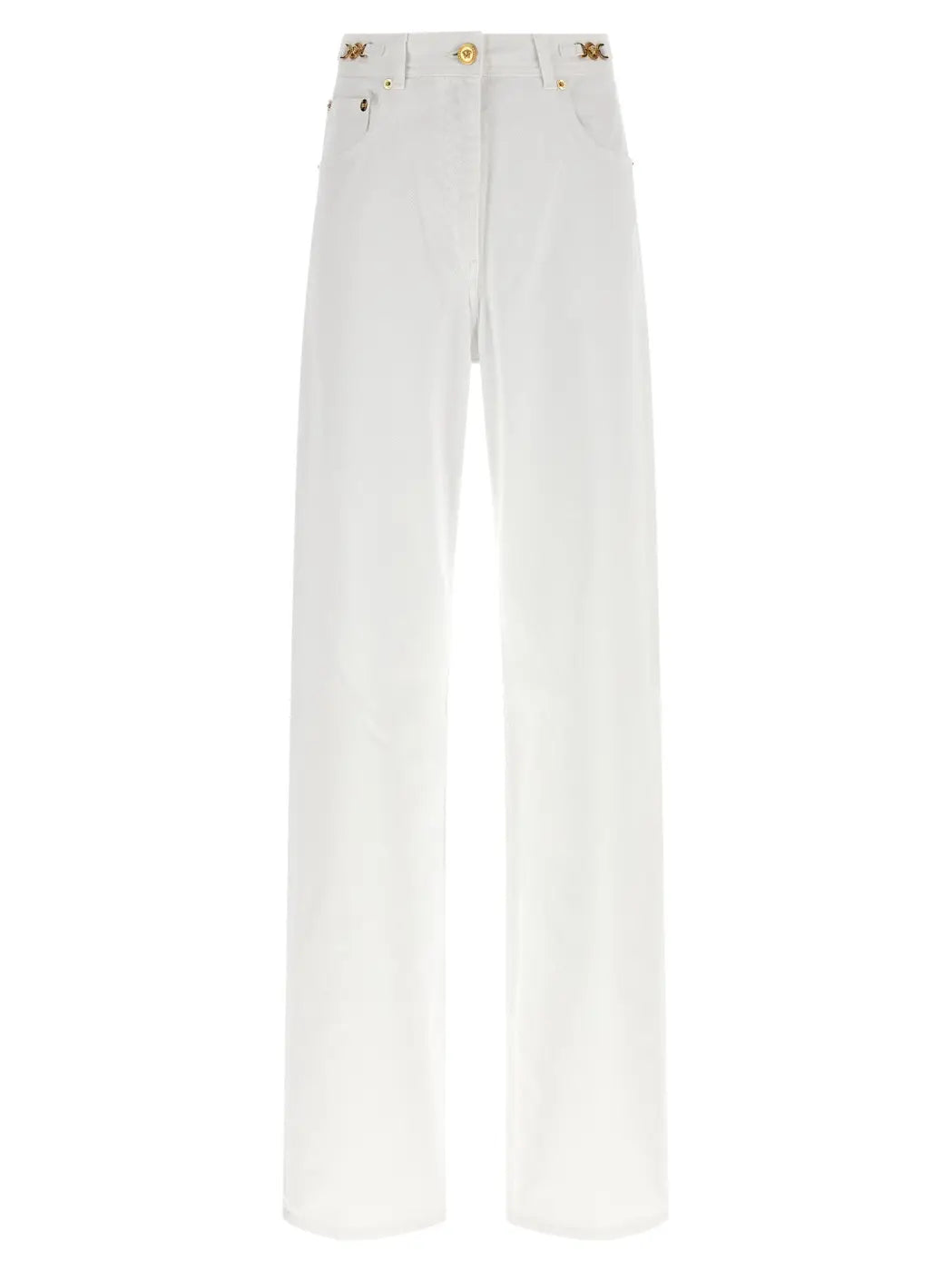 Versace White Cotton Straight-leg Jeans