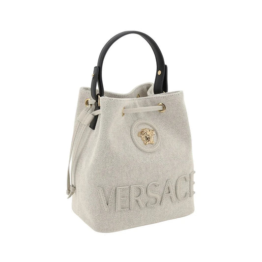 Versace White Fabric Backet Bag
