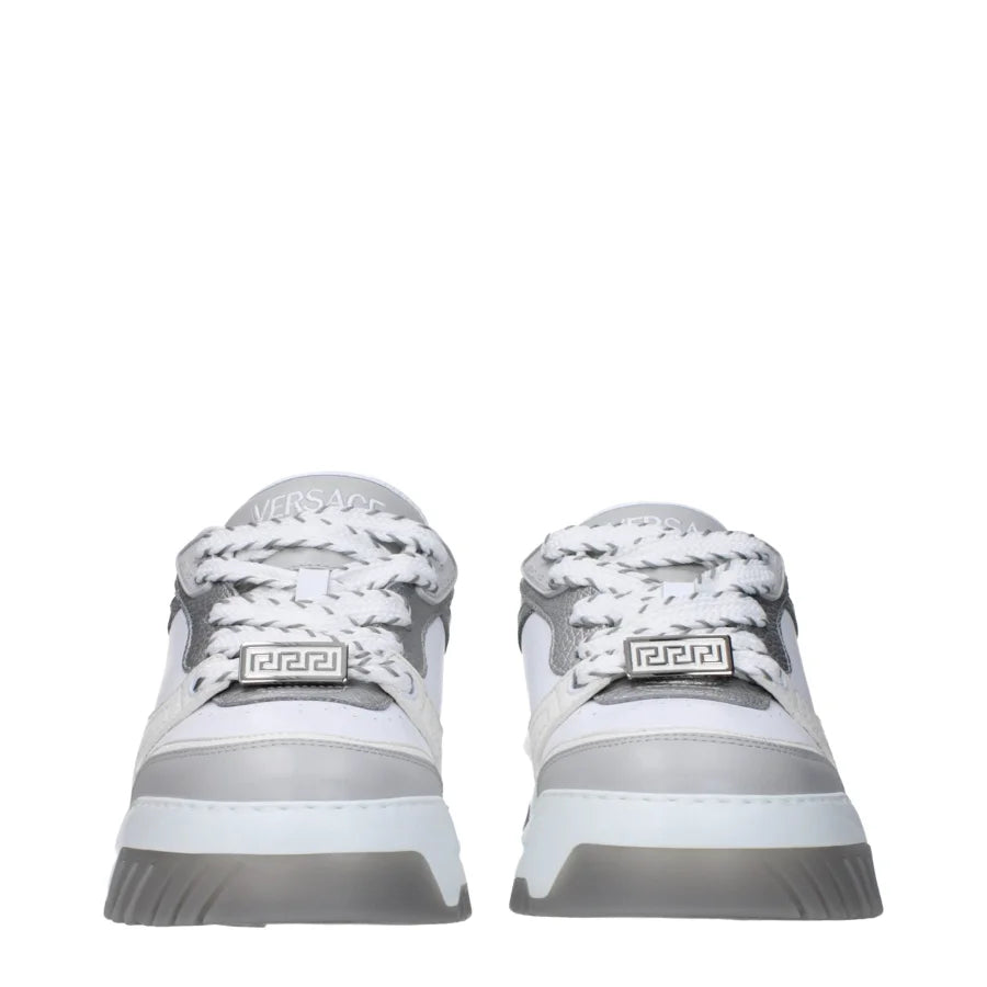 Versace White Leather Chunky Sneakers