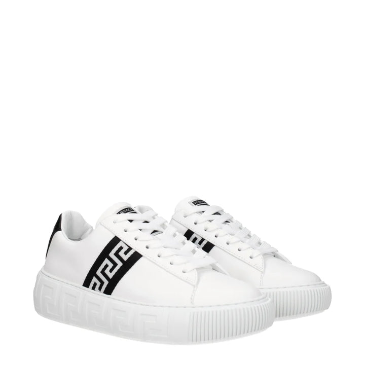 Versace White Leather Low Top Sneakers