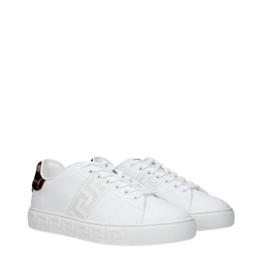 Versace White Leather Low Top Sneakers