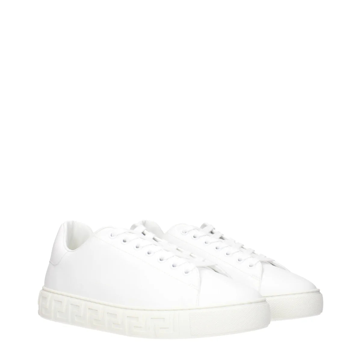 Versace White Leather Sneakers Premium Designer Clothing