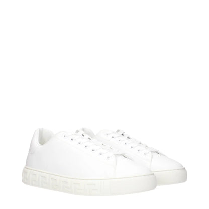 Versace White Leather Sneakers Premium Designer Clothing