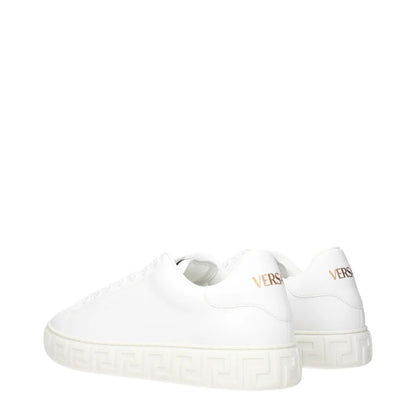 Versace White Leather Sneakers Premium Designer Clothing