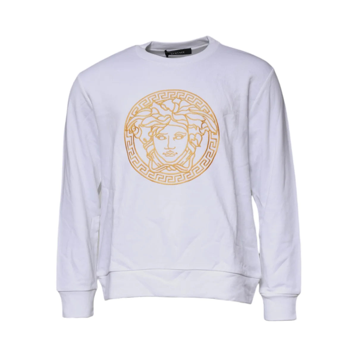 Versace White Medusa Crew Neck Pullover Sweater for Men