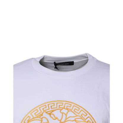 Versace White Medusa Crew Neck Pullover Sweater for Men