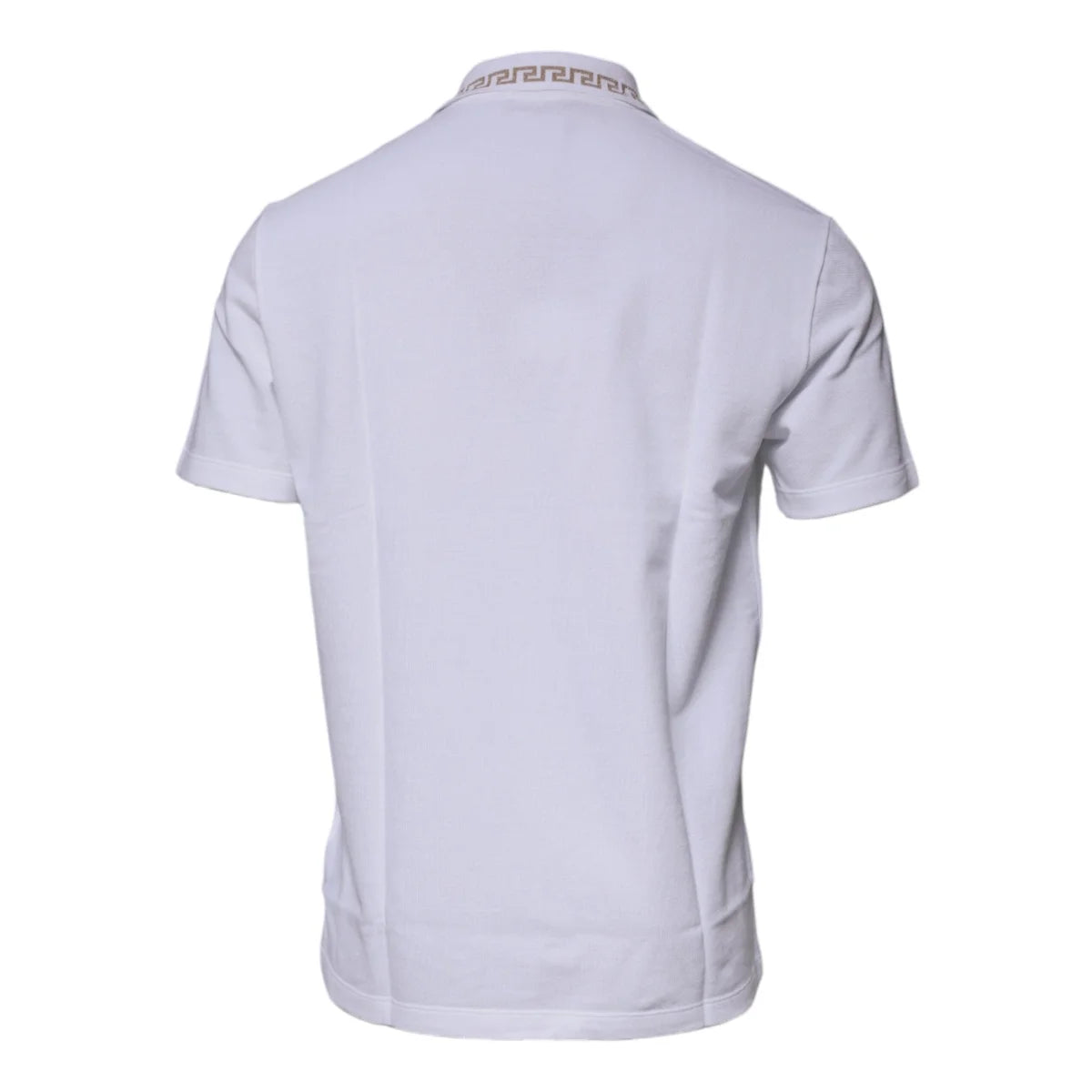 Versace White Viscose Collared Polo with Short Sleeves