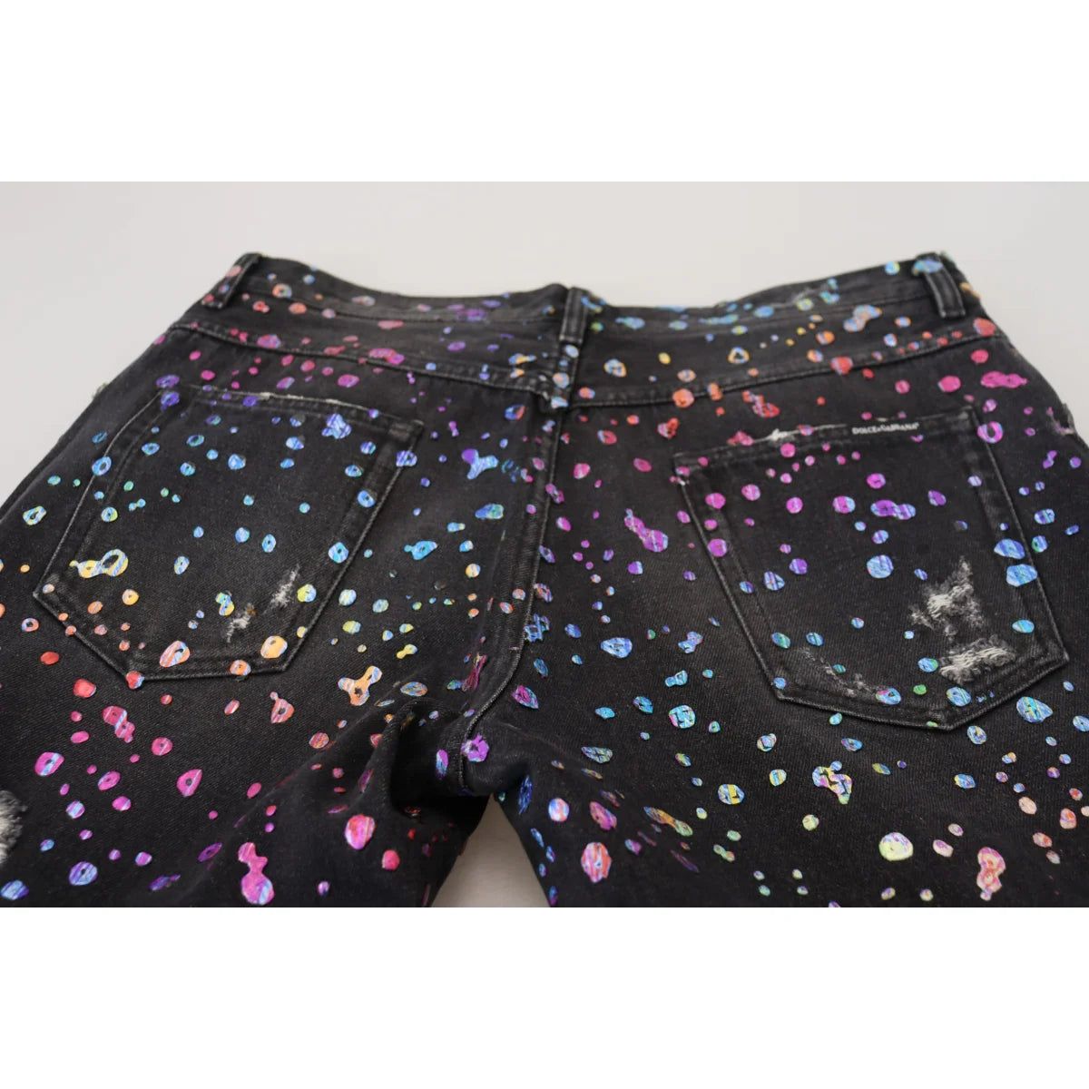 Vibrant Dolce Gabbana Denim Multicolor Print Pants Italian Style Jeans &